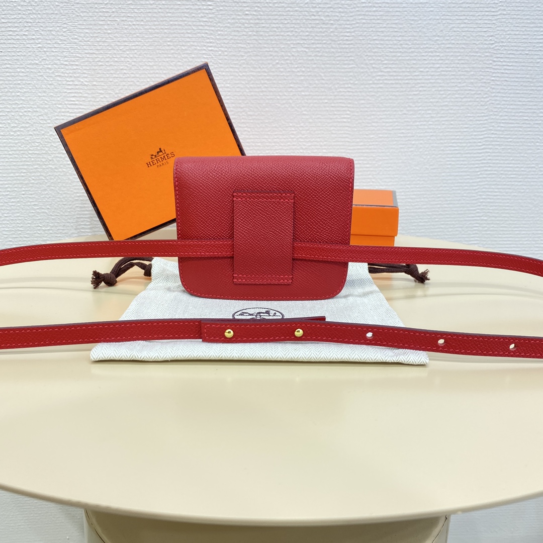 Hermes Constance Slim Wallet Belt Bag In Burgundy Epsom Leather